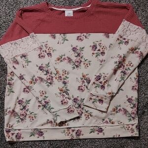 Plus-size Knox Rose Floral & Rust Textured Top